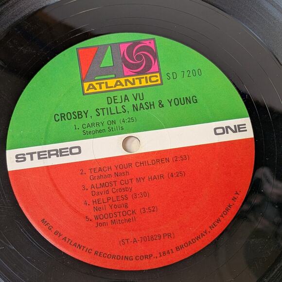 Vintage Crosby Stills Nash & Young Déjà Vu Vinyl LP SD 7200 Atlantic Records - Picture 3 of 12